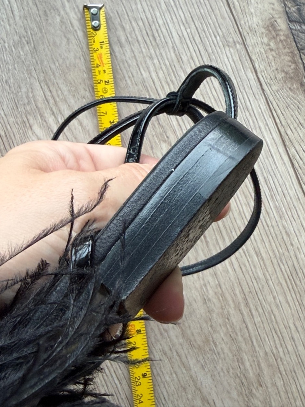 Saint Laurent Ostrich Black Feather-Trim Pointed sandals - Picture 12 of 17